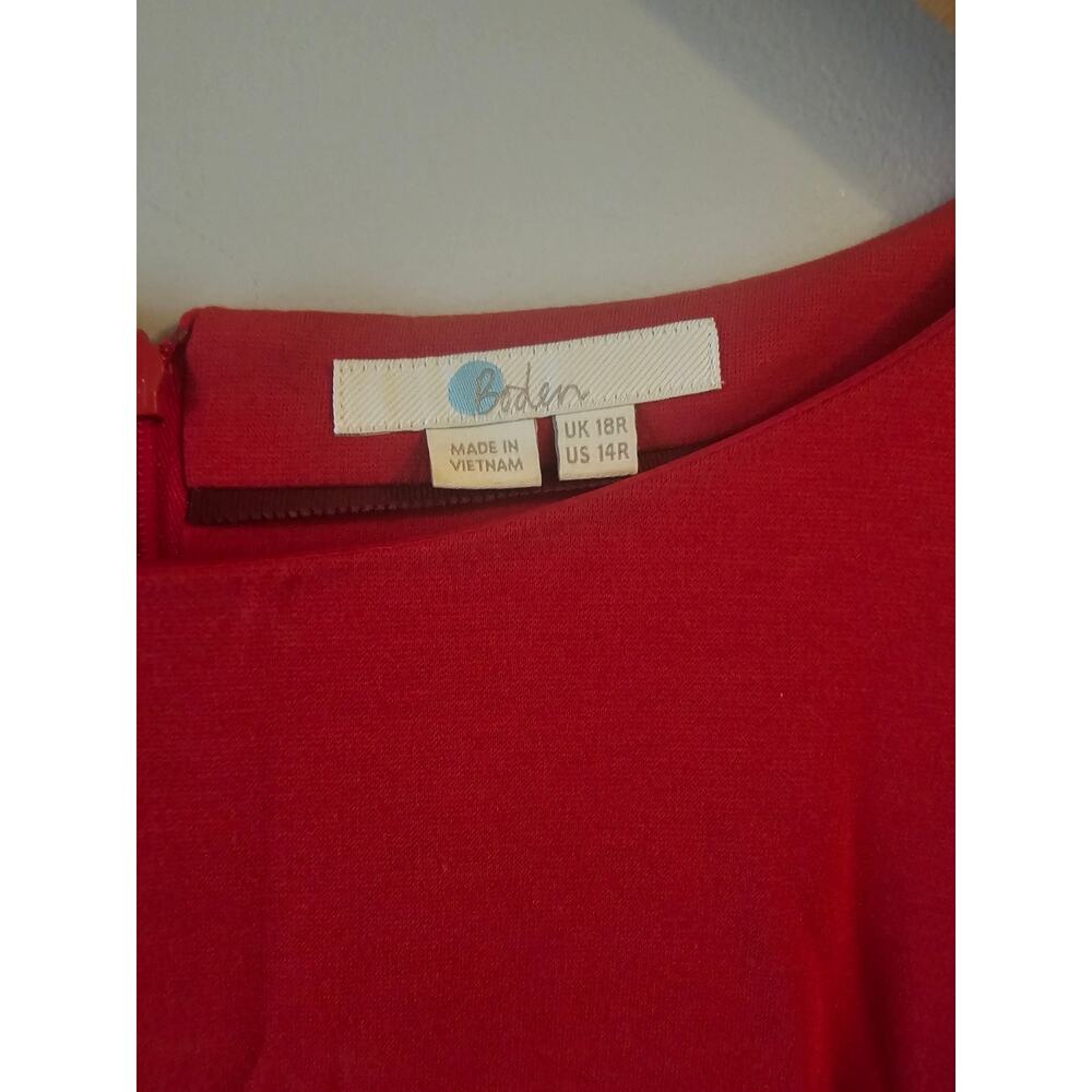 Boden Claudia Ponte Dress, Poinsettia red purple pink sz 14 midi - Picture 8 of 11